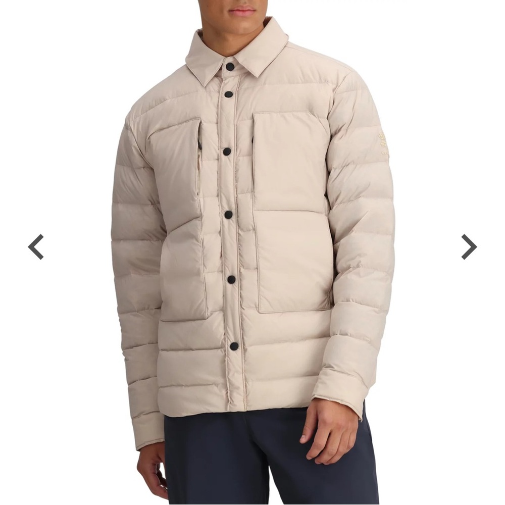 Obermeyer Men's Cement Colored Explorer Down Filled Puffer Shirt Jacket XXL NWT
